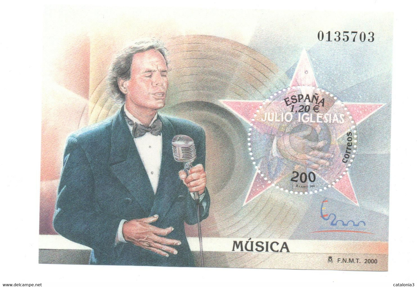 Hojita Sello MUSICA Julio Iglesias (facial 1,20 €) - Feuillets Souvenir