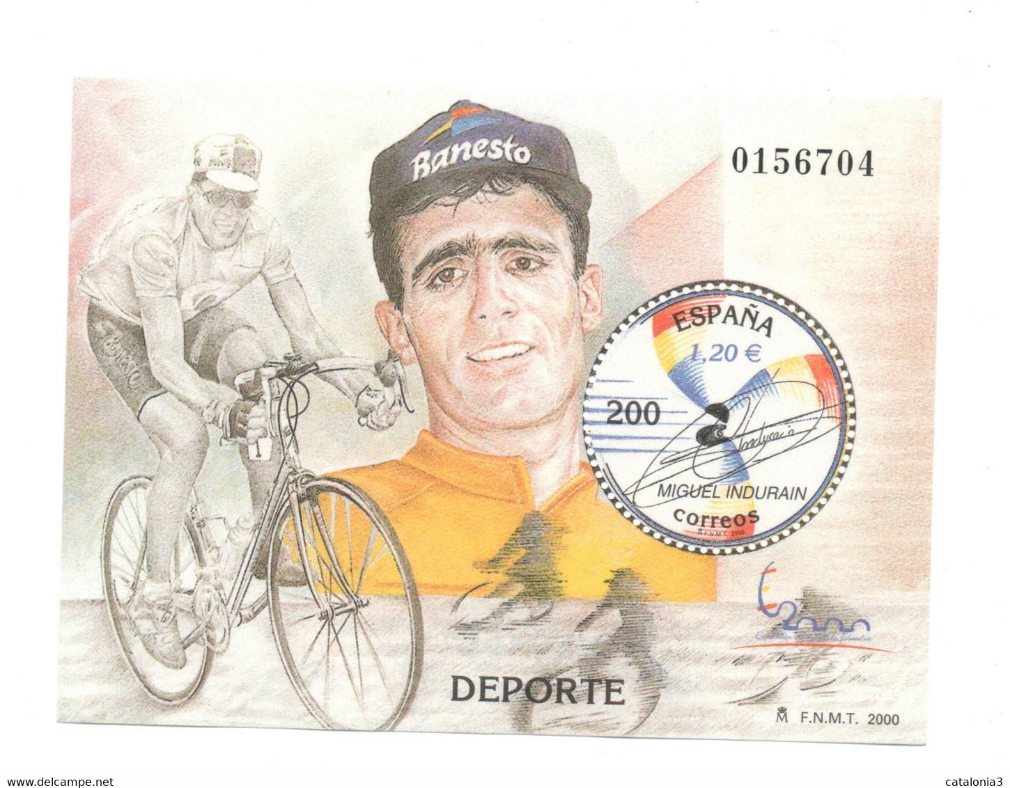Hojita Sello DEPORTE Ciclismo Indurain (facial 1,20 €) - Commemorative Panes