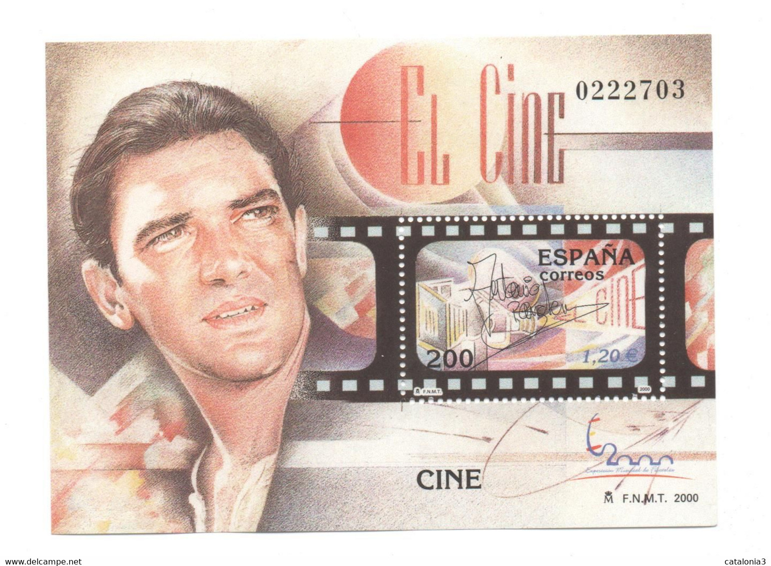 Hojita Sello CINE Antonio Banderas (facial 1,20 €) - Feuillets Souvenir