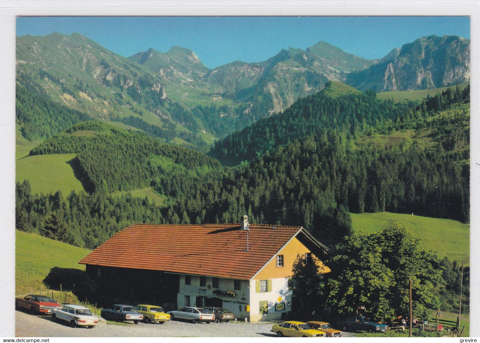 Cerniat, La Valsainte, Café Des Mossettes, Nombreuses Voitures, Carte-photo 10 X 15 - Cerniat 