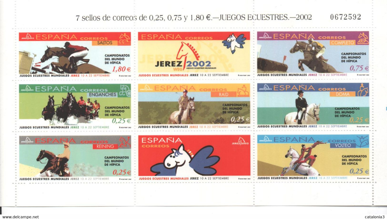 Hojita Sellos CABALLOS Juegos Ecuestres Jerez De La Frontera (facial 3,80 €) - Commemorative Panes