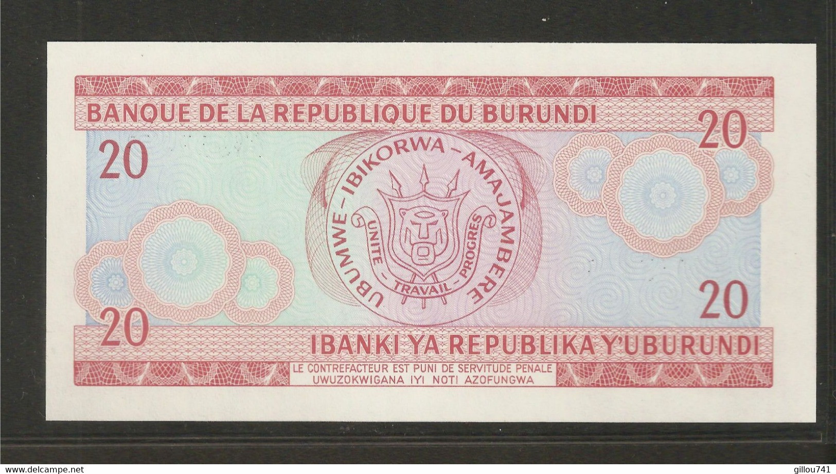 Burundi, 20 Francs, 1977-2007 Issue - Burundi