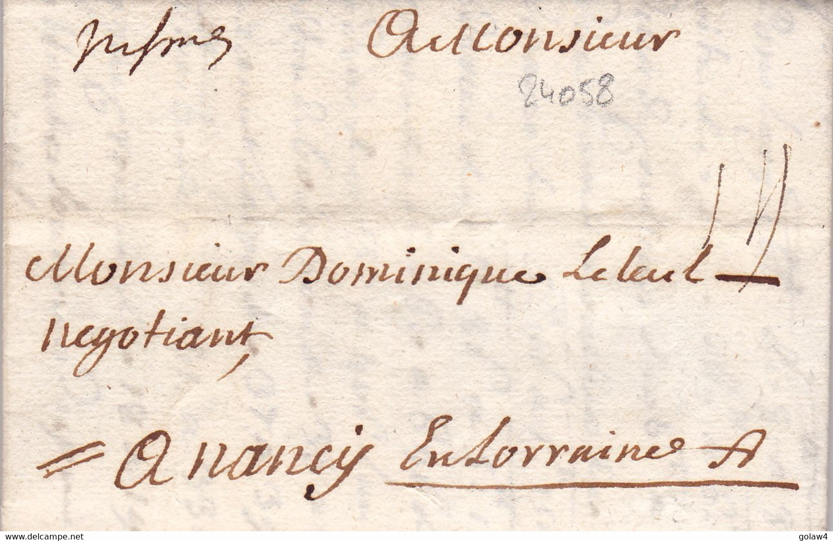 24058# NISMES Lenain 2A L2A LETTRE Datée Du 3 Décembre 1738 NIMES GARD Pour NANCY MEURTHE LORRAINE - 1701-1800: Précurseurs XVIII