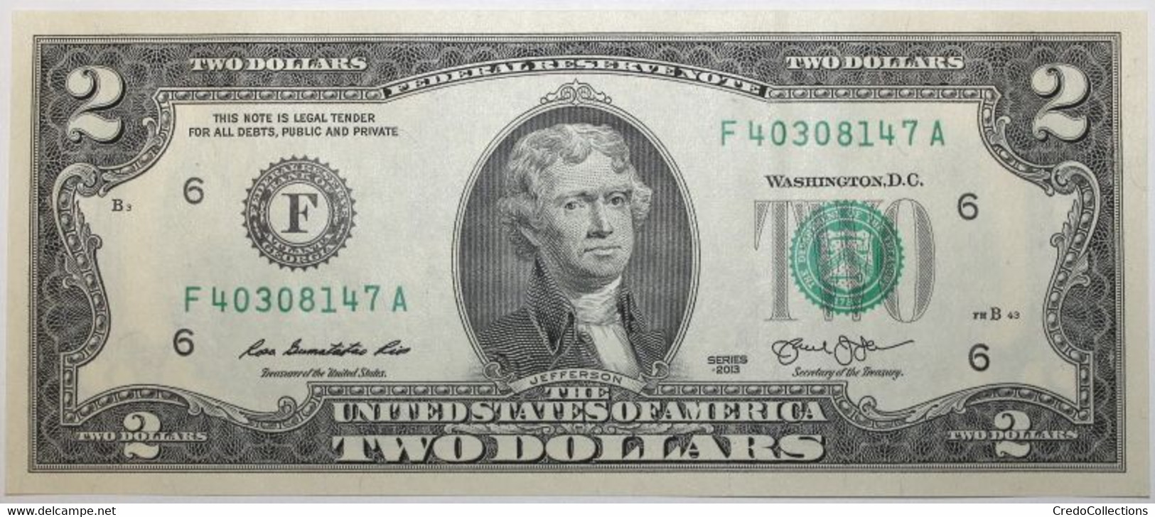 USA - 2 Dollars - 2013 - PICK 538F - NEUF - Billetes De La Reserva Federal (1928-...)