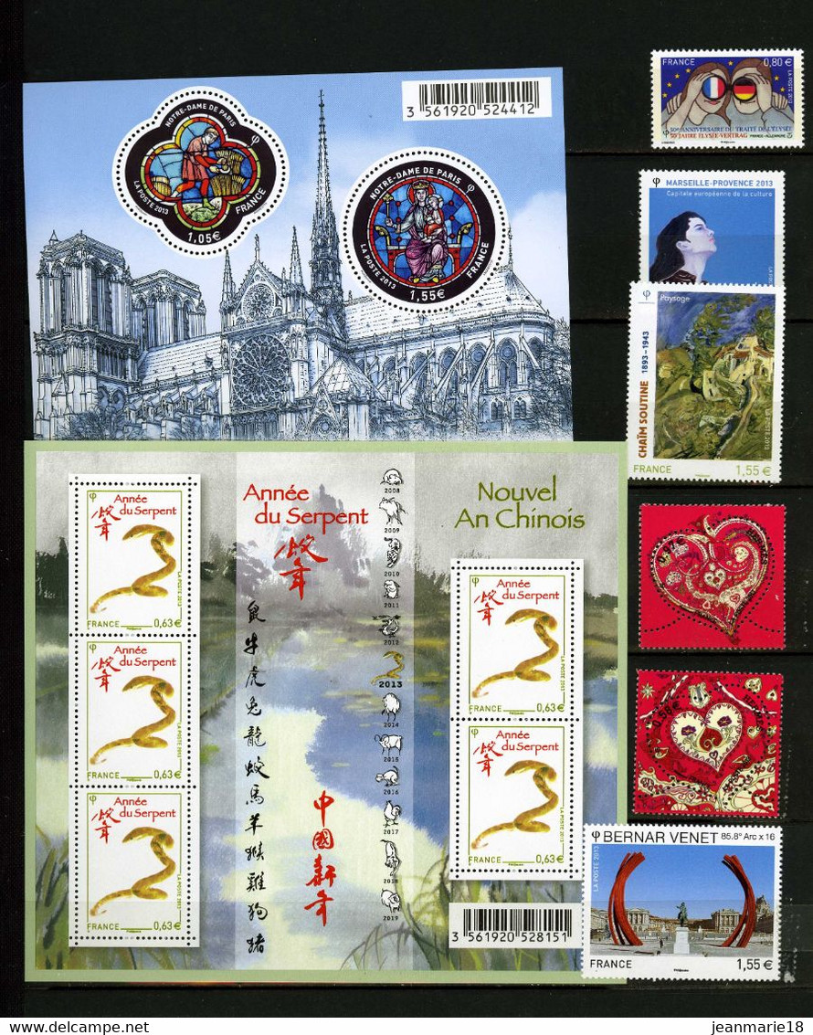 TIMBRES DE FRANCE NEUF ANNEE 2013 QUASI COMPLET AVEC BLOCS+ 6 CARNETS