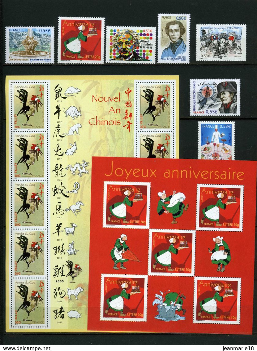 TIMBRES DE FRANCE NEUF ANNEE 2005 QUASI COMPLET AVEC BLOCS ET 6 CARNETS - 2000-2009