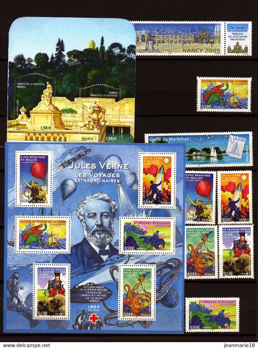 TIMBRES DE FRANCE NEUF ANNEE 2005 QUASI COMPLET AVEC BLOCS ET 6 CARNETS