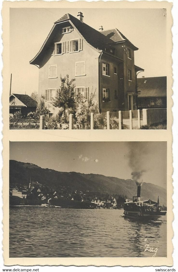 ZUG: 2-Bild-AK Mit Privathaus Und Dampfschiff ~1935 - Zug