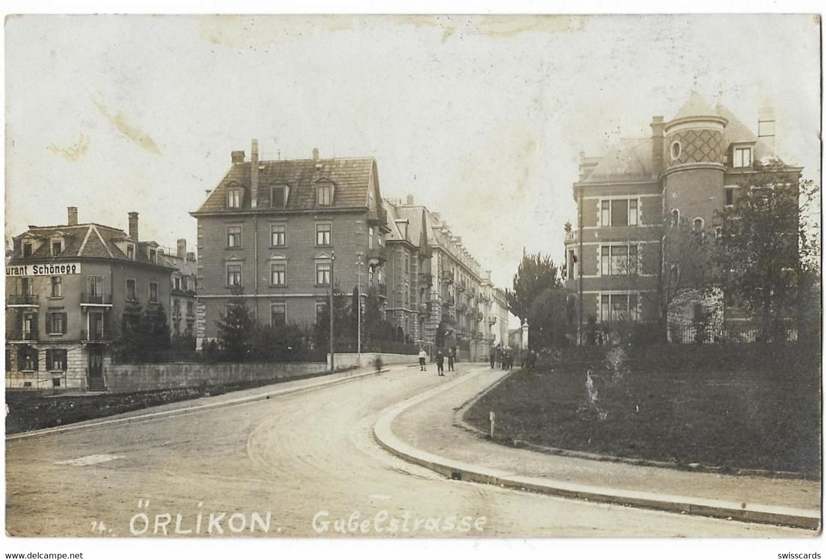 ÖRLIKON: Echt-Foto-AK Gubelstrasse, Restaurant  Schönegg 1914 - Egg