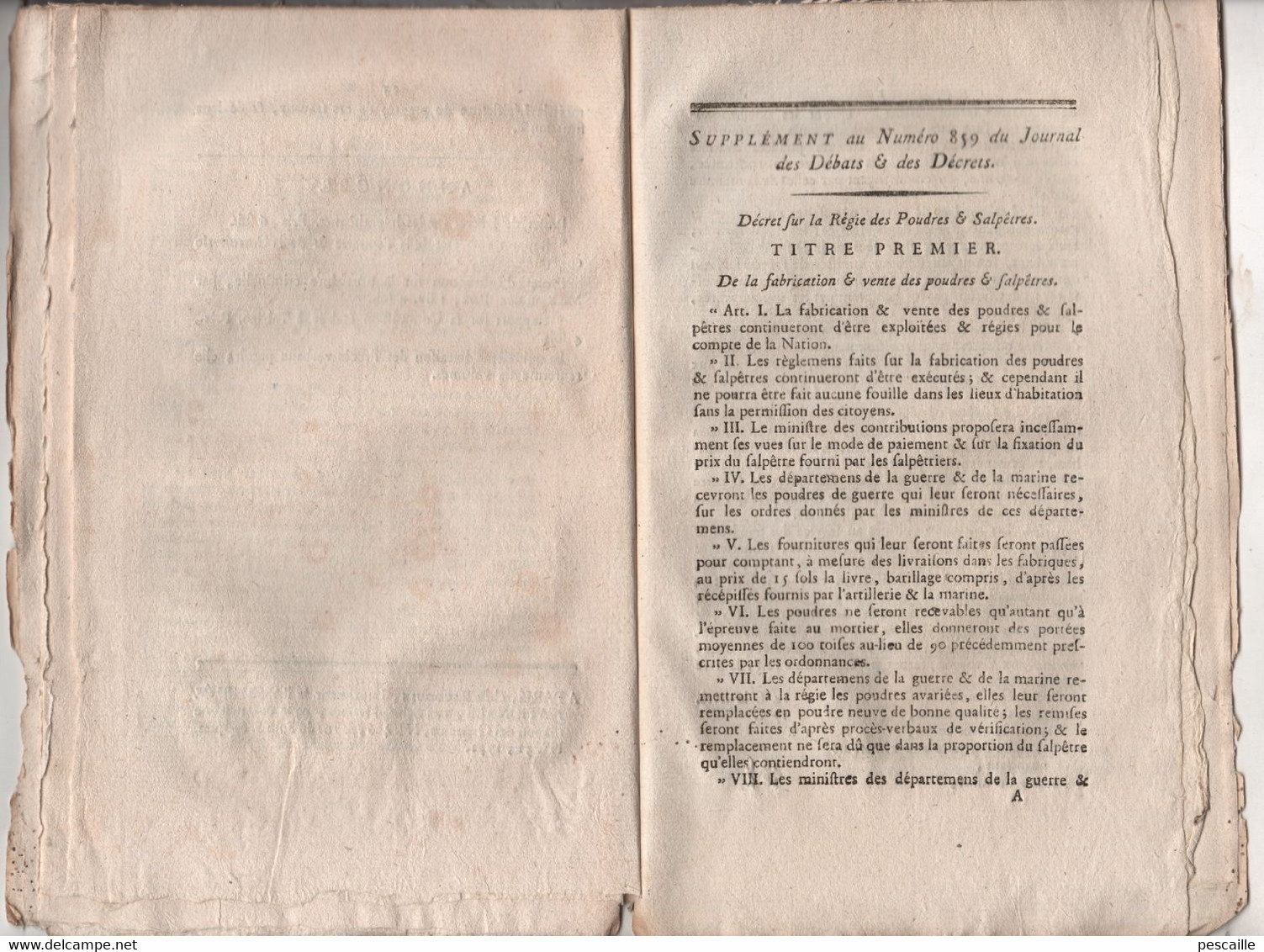 REVOLUTION FRANCAISE JOURNAL DES DEBATS 26 09 1791 - LOIS RURALES - GARDES CHAMPETRES - ROUEN - POUDRES SALPETRES - Kranten Voor 1800