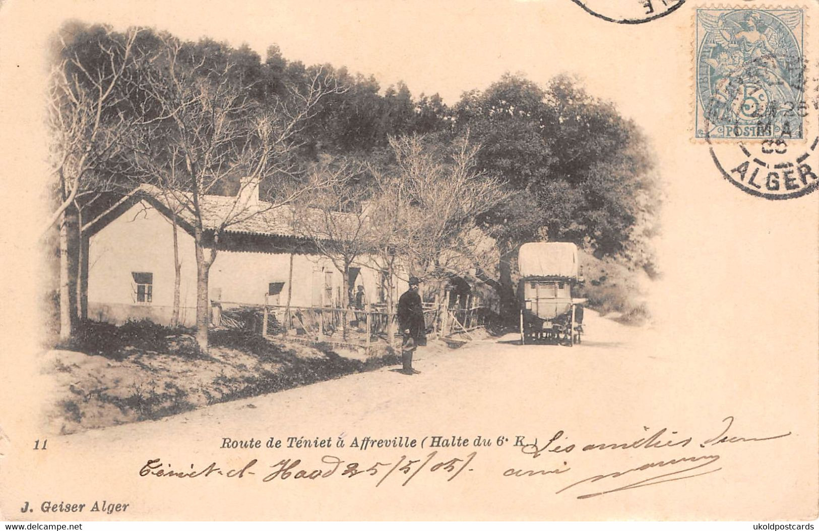 CPA - Algerie, Route De TENIET à AFFREVILLE ( Halte Du 6ème K .) 1905 - Altri & Non Classificati