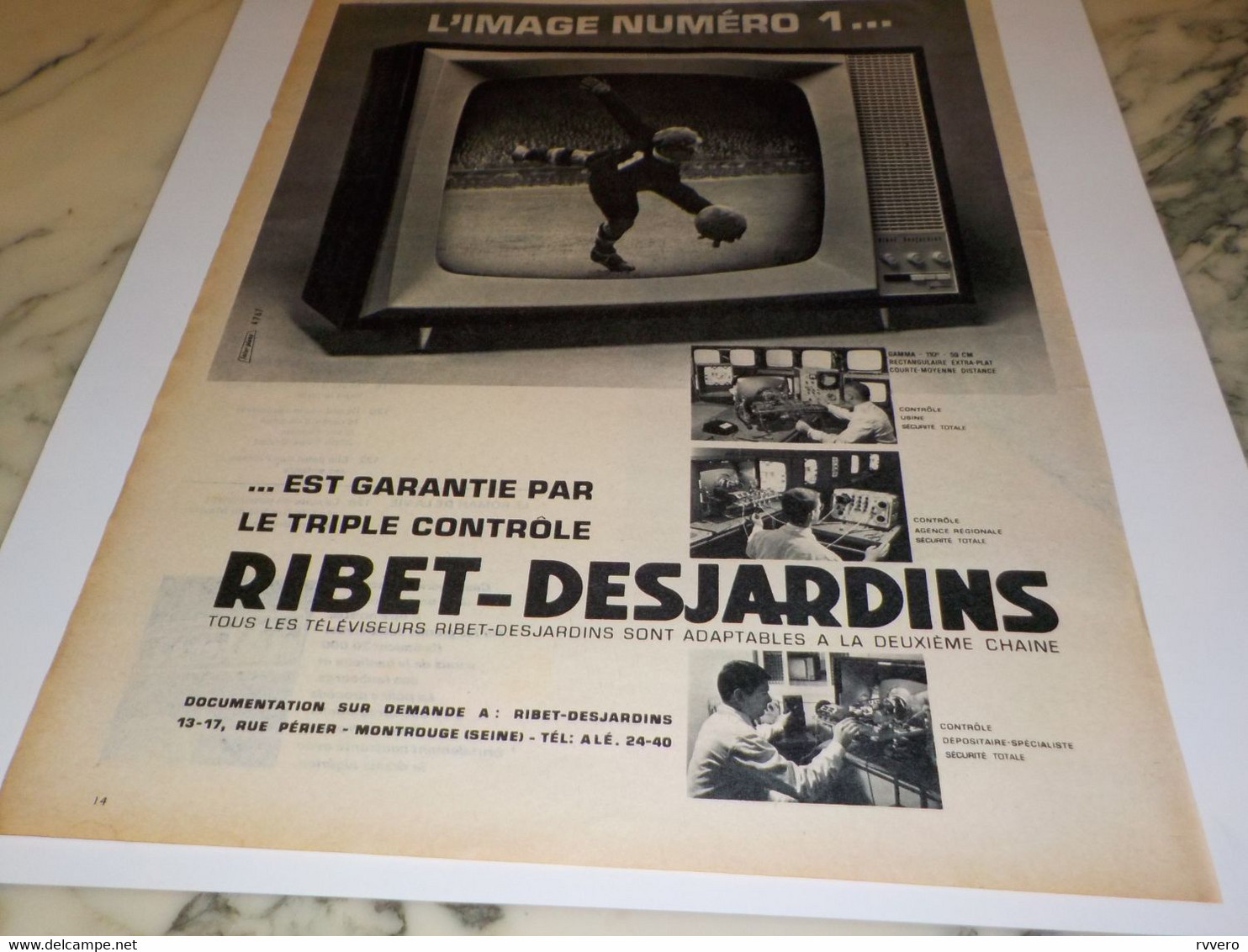 ANCIENNE PUBLICITE IMAGE NUMERO 1 RIBET DESJARDINS 1961 - Television