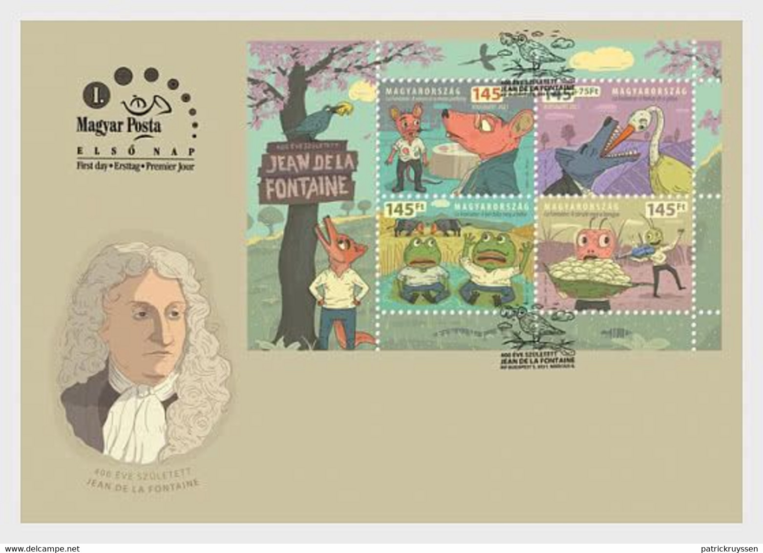 Hungary 2021 Hongrie 400 Years Birth Jean De La Fontaine FABLES  Mouse Frog Ms4V FDC - FDC