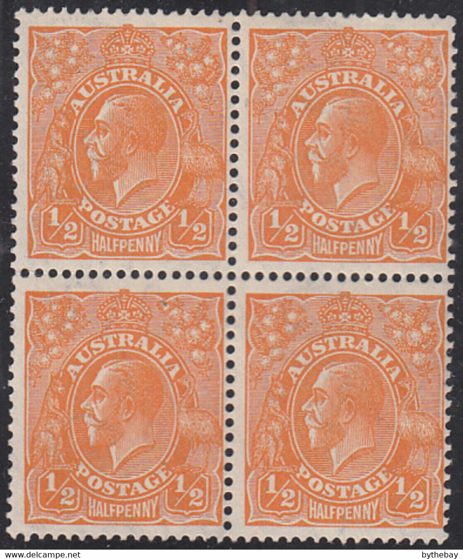 Australia 1931-36 MNH Sc #113 1/2p George V Orange Block Of 4 - Neufs