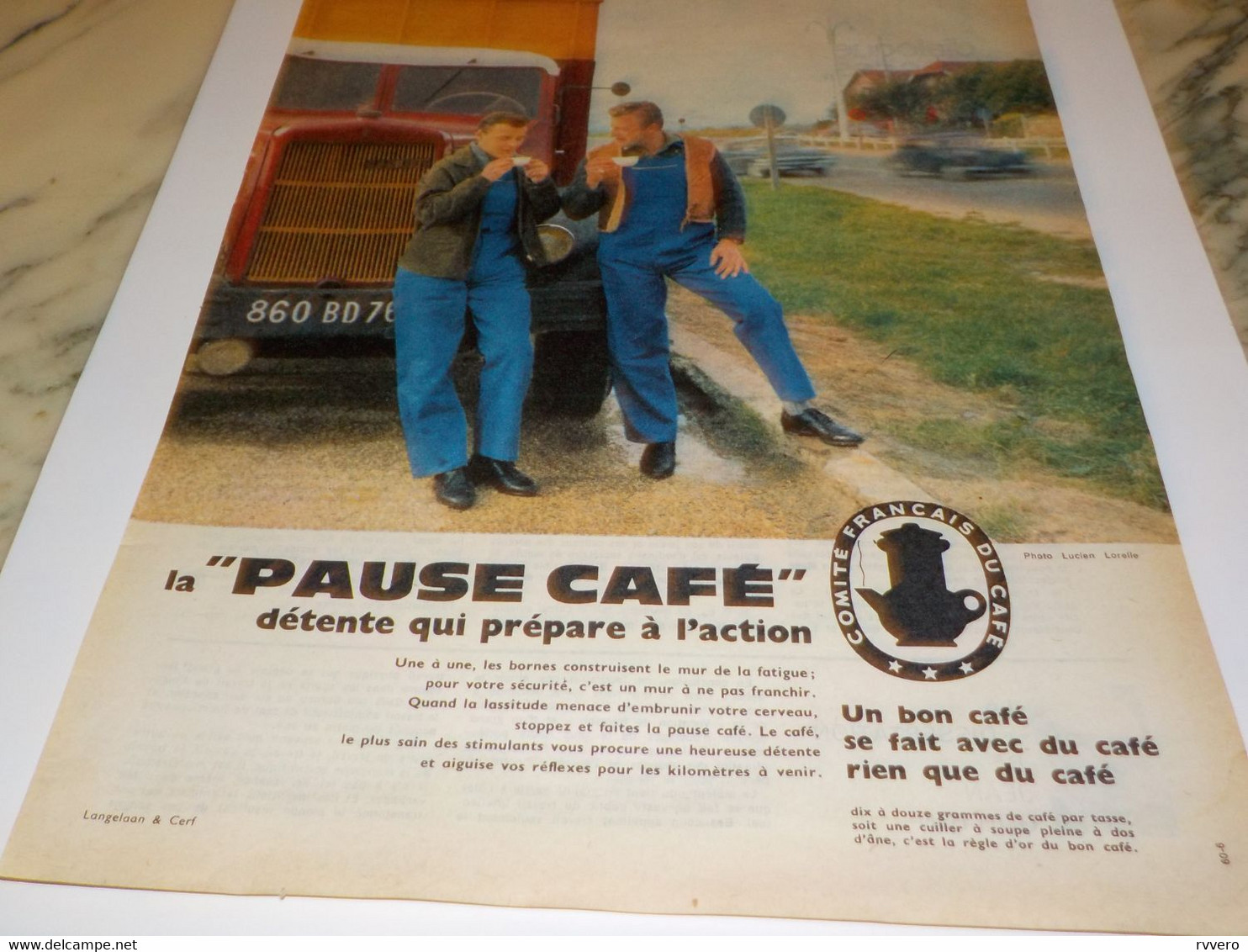 ANCIENNE PUBLICITE DETENTE ROUTIER  PLAISIR PAUSE CAFE  1961 - Affiches