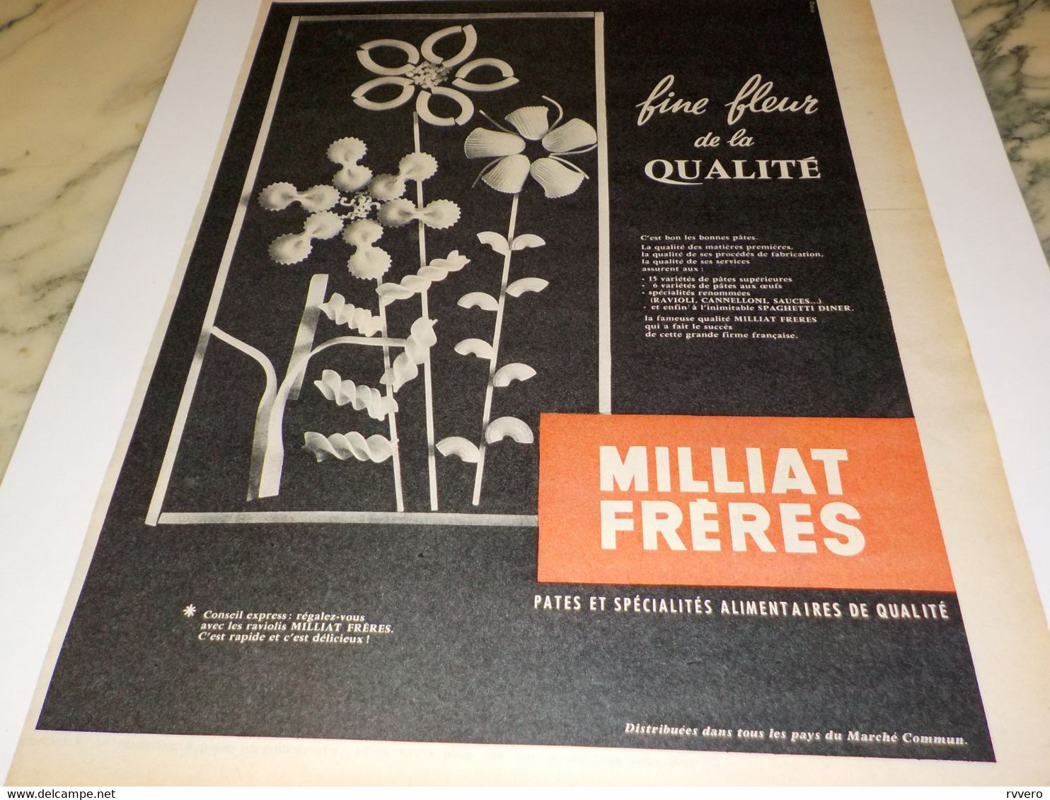 ANCIENNE PUBLICITE FINE FLEUR DE LA QUALITE PATES MILLIAT FRERES 1961 - Poster & Plakate