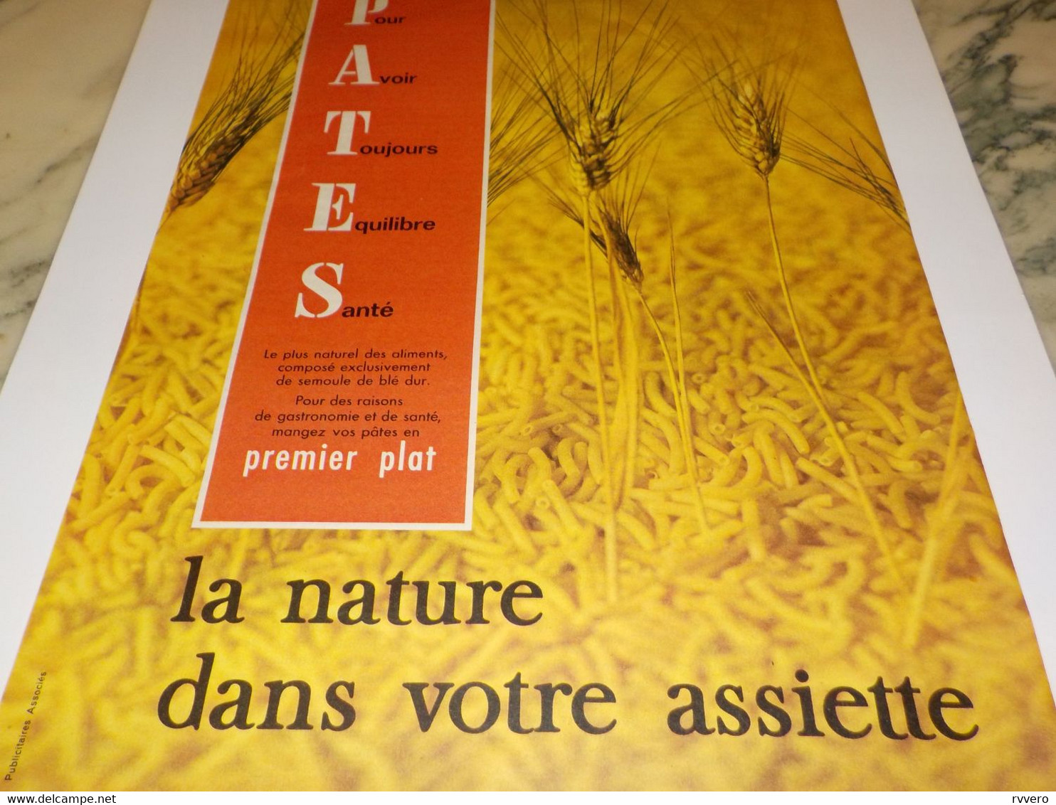 ANCIENNE PUBLICITE PATES ALIMENTAIRE  1961 - Poster & Plakate