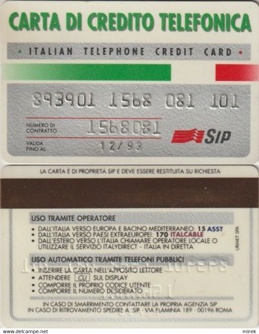 750/ Italy; Carta Di Credito (4016); 12/93 - Usages Spéciaux