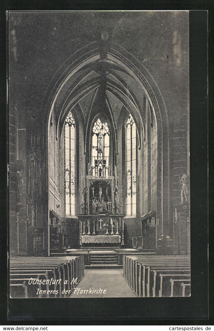 AK Ochsenfurt A. Main, Blick In Die Pfarrkirche - Ochsenfurt