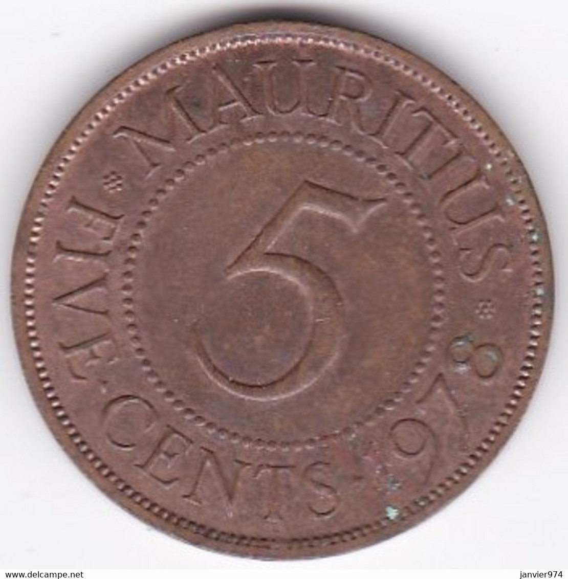 Ile Maurice , 5 Cents 1978 , Elizabeth II, KM# 34 - Maurice