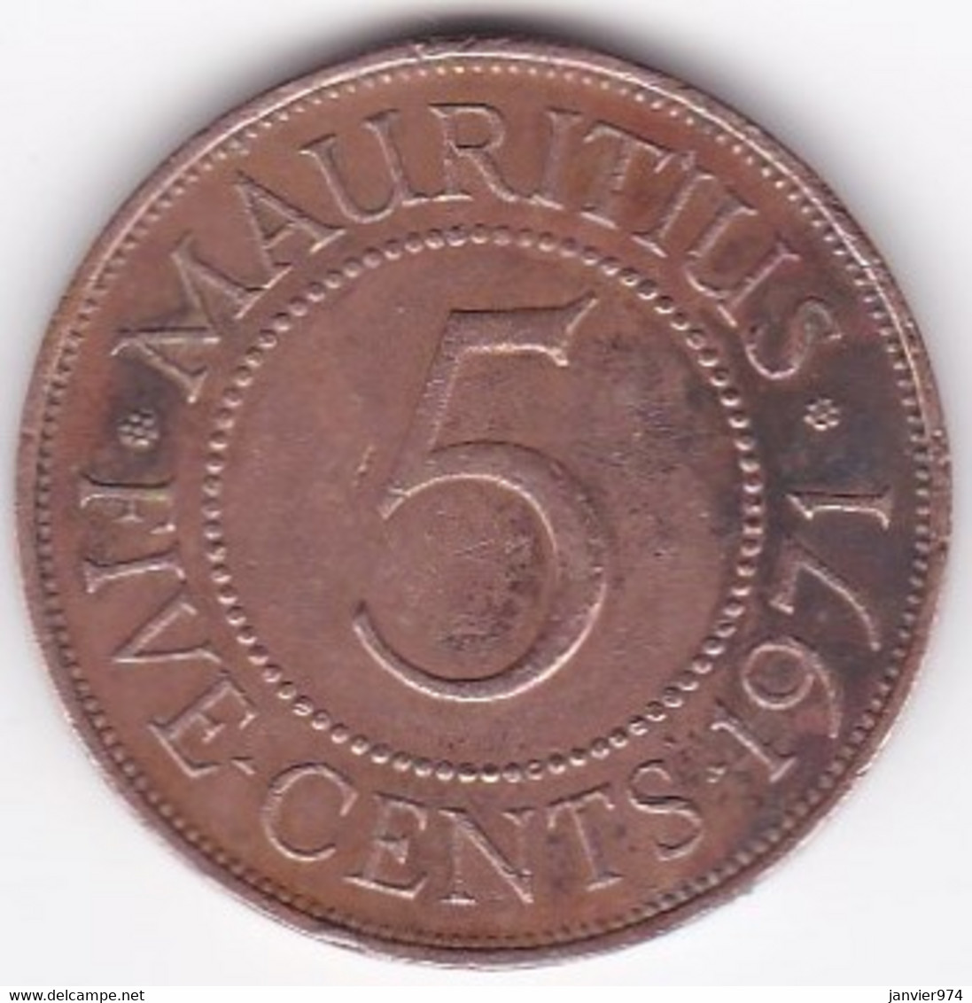 Ile Maurice , 5 Cents 1971 , Elizabeth II, KM# 34 - Mauricio