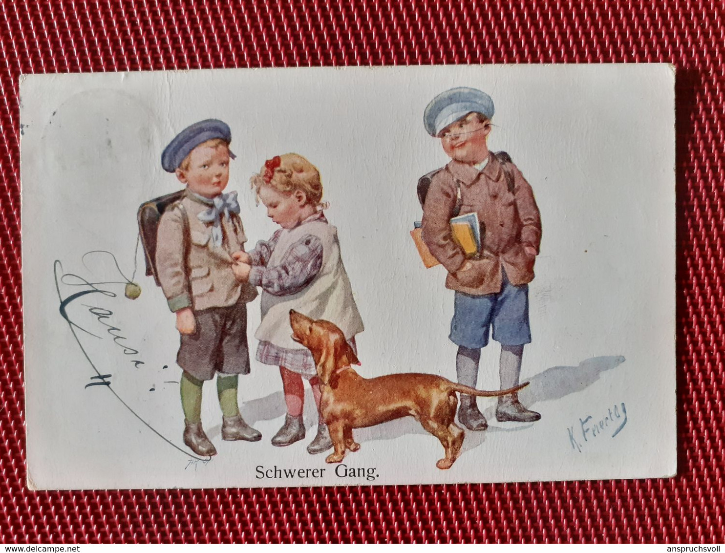 CPA - ILLUSTRAREUR Karl Feiertag - Enfants Et Teckel - Schwerer Gang - Feiertag, Karl