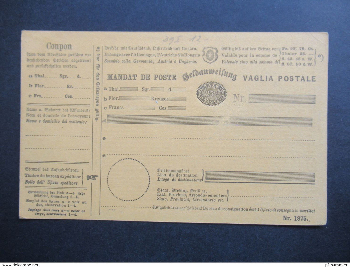 Schweiz 16 Ungebrauchte Postanweisungen (Mandate) / Geldanweisung - Stamped Stationery