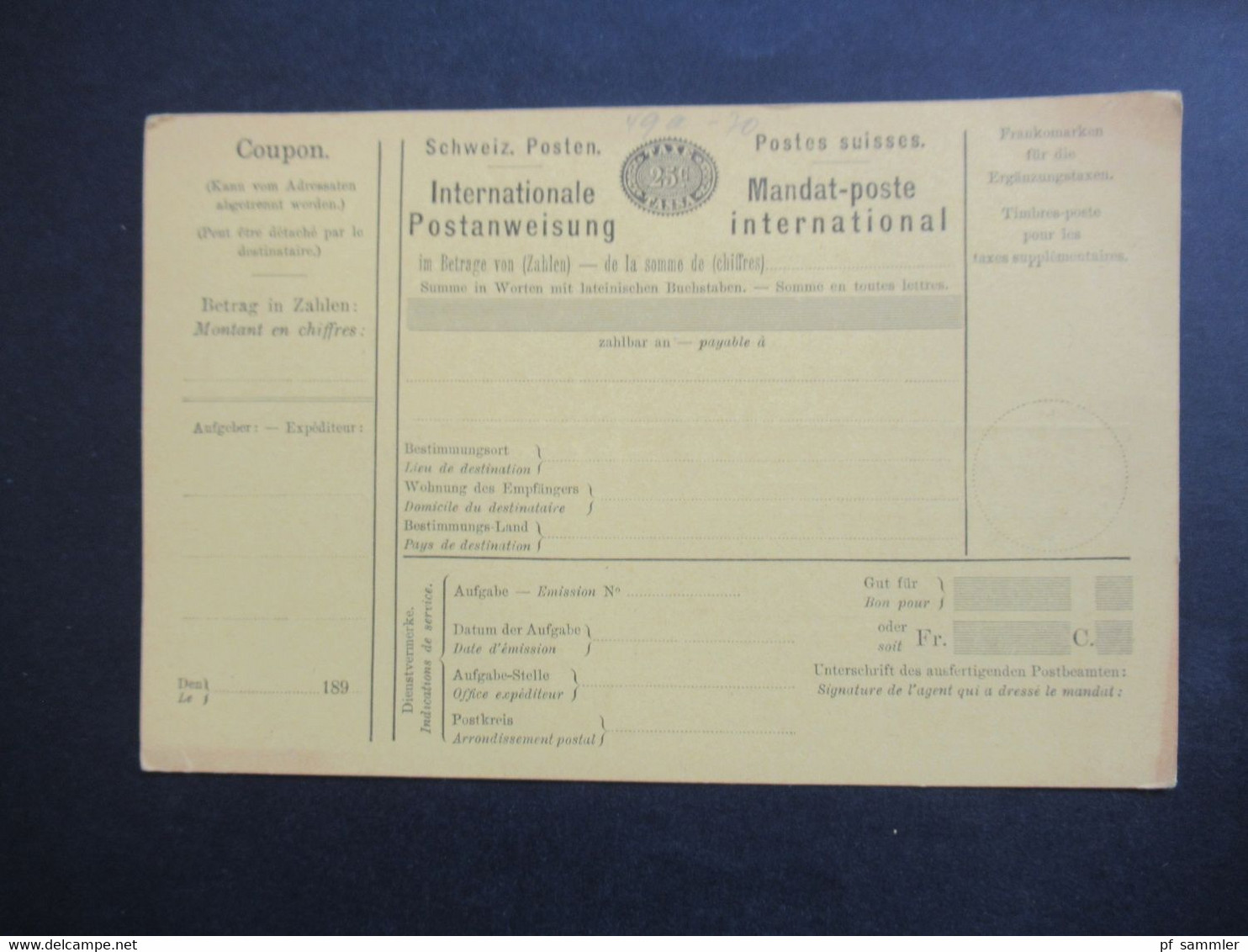 Schweiz 16 ungebrauchte Postanweisungen (Mandate) / Geldanweisung