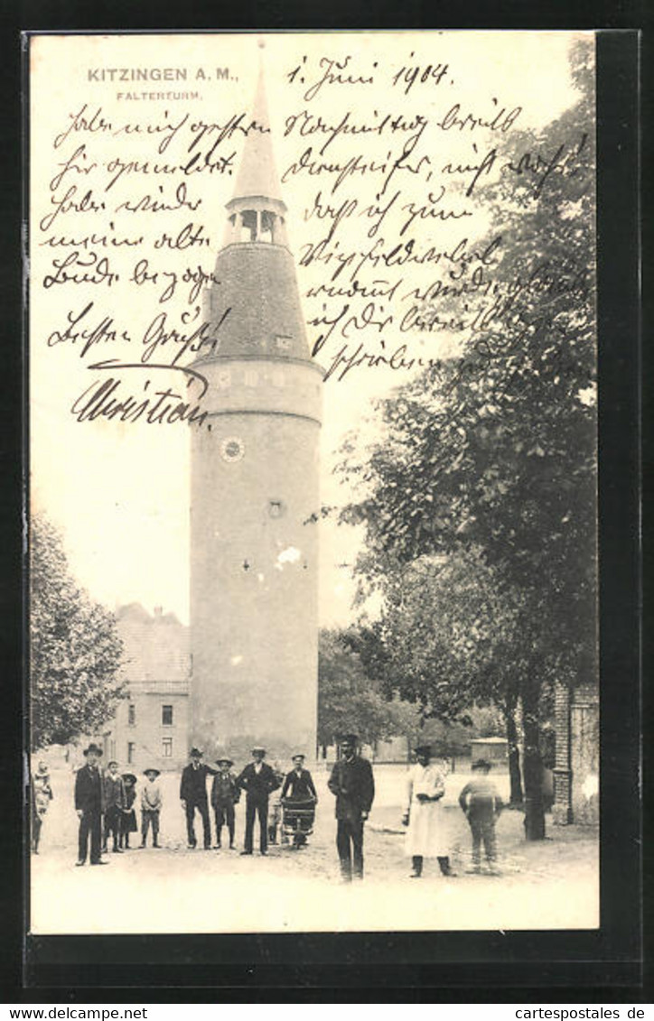 AK Kitzingen A. M., Falterturm Mit Anwohnern - Kitzingen