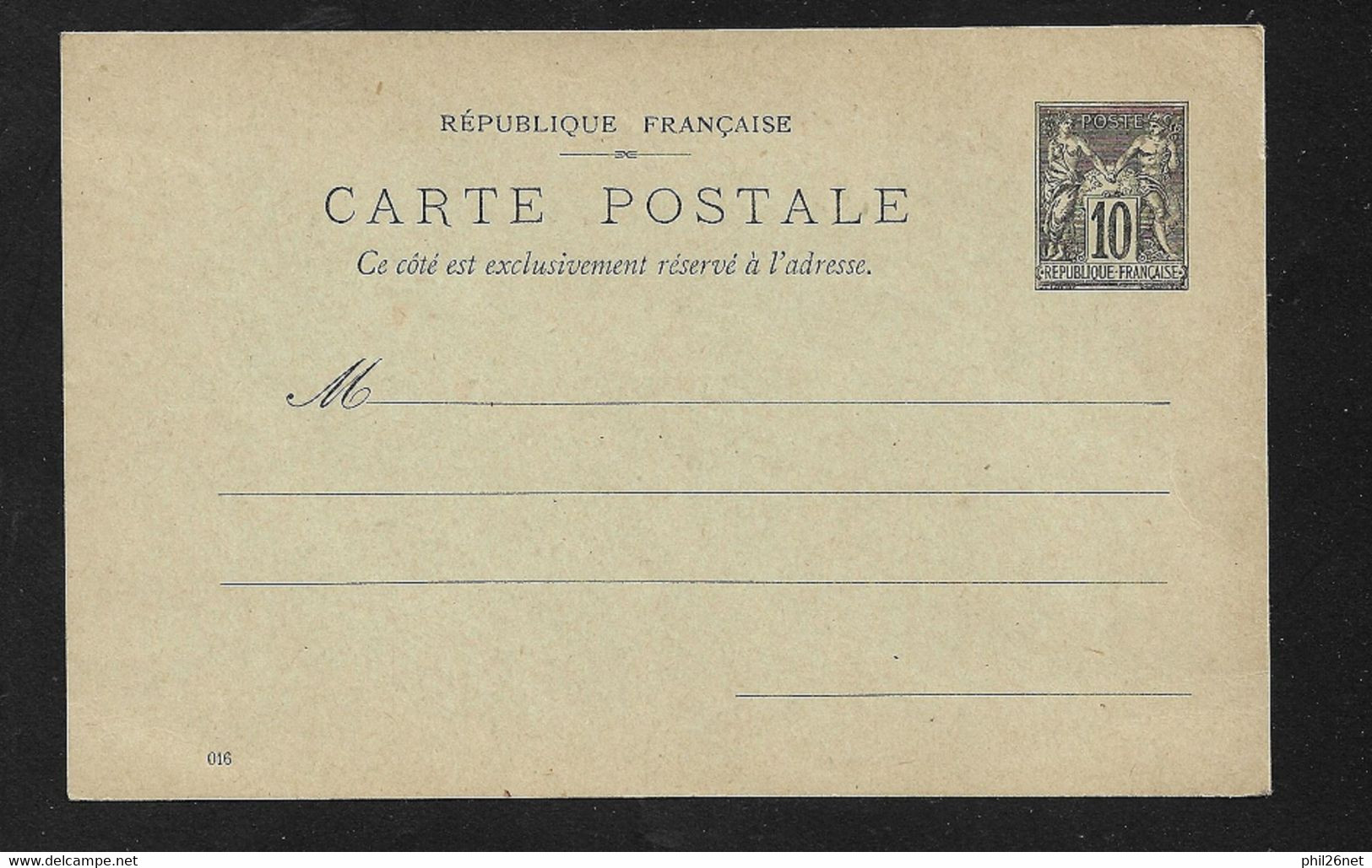 Entiers Postaux Carte 89-CP5 Sage 10 Cts Sur Vert Référence 016 Neuf  B/TB Voir Scans  - Standard Postcards & Stamped On Demand (before 1995)