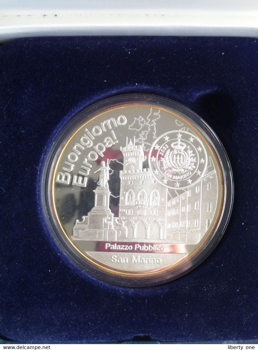 2002 SAN MARINO - BUONGIORNO EUROPA ! " Palazzo Pubblico / 4 Ounces ( Voir Photos SVP ) +/- 65 Mm. / 117.5 Gr.! - Souvenir-Medaille (elongated Coins)
