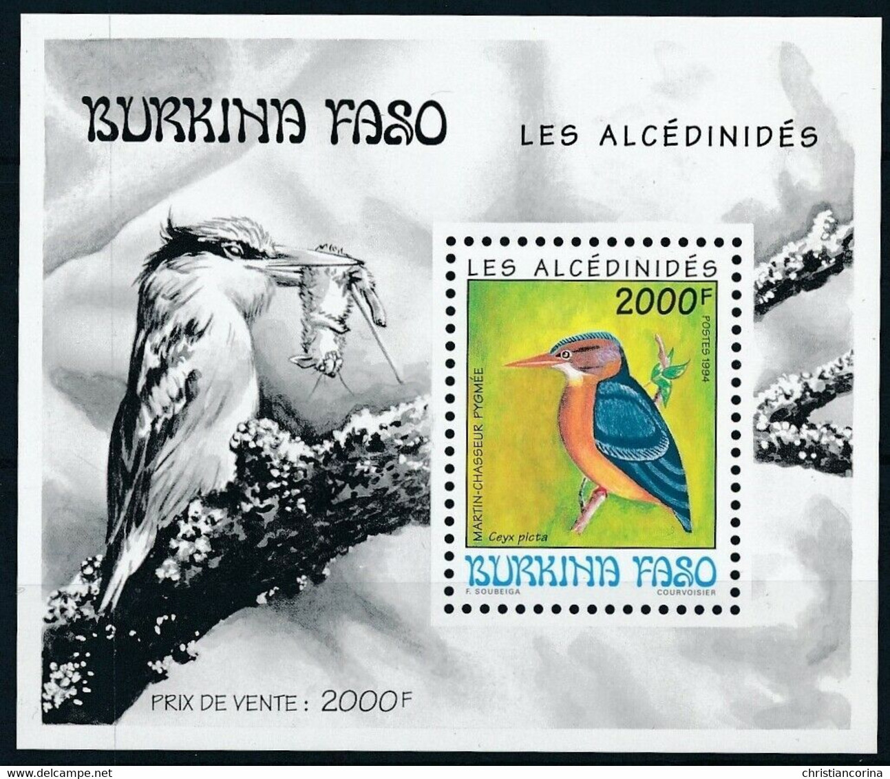BURKINA FASO 1994 BIRDS KINGFISHER - Burkina Faso (1984-...)