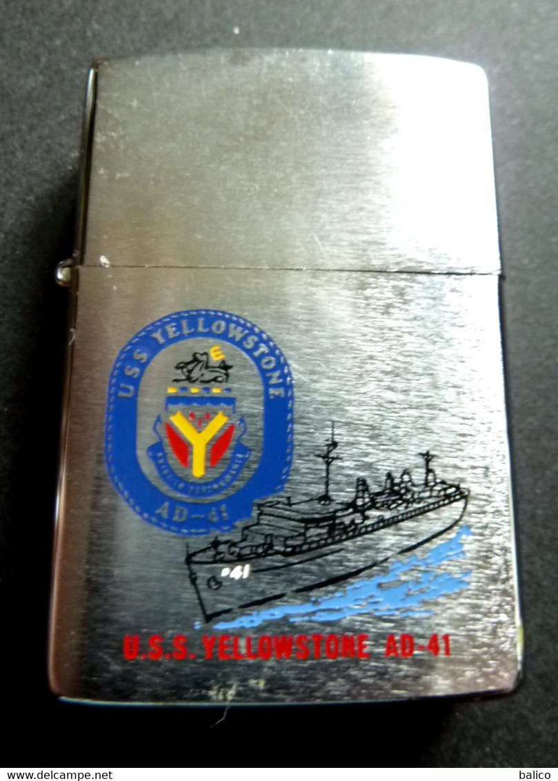 ZIPPO - U.S.S. YELLOWSTONE - AD-41 - Acier Brossé - 1991 - Réf, 813 - Zippo