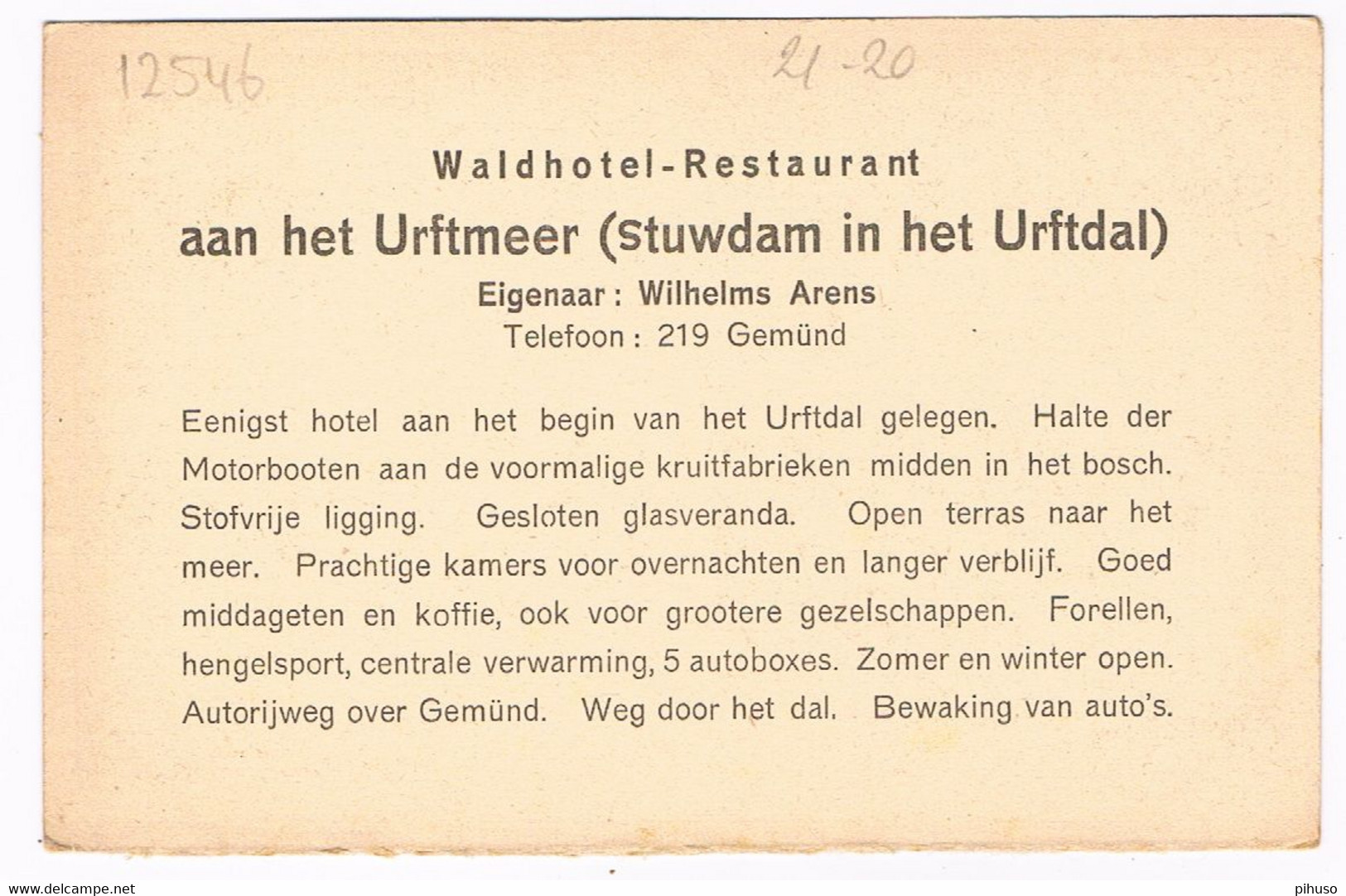 D-12546   GEMÜND : Waldhotel-Restaurant Aan Het Urftmeer ( Nierderlandische Text) - Schleiden