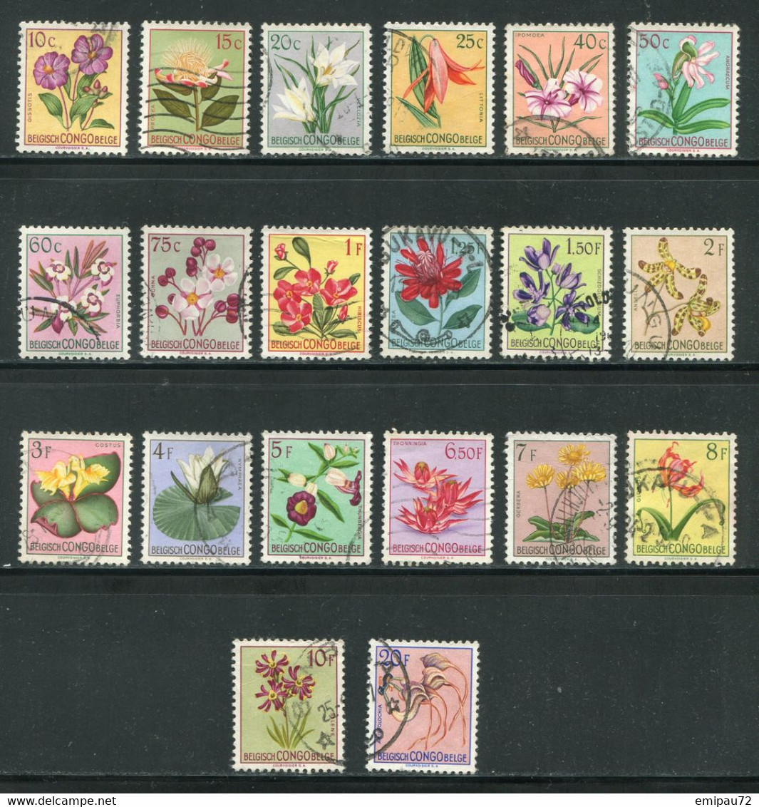 CONGO BELGE- Y&T N°302 à 321- Oblitérés (fleurs) - Used Stamps