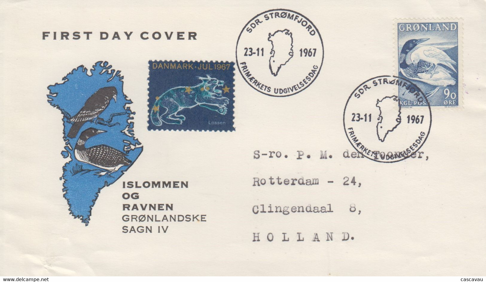 Enveloppe  FDC  1er  Jour  GROENLAND   Légende   1967 - FDC