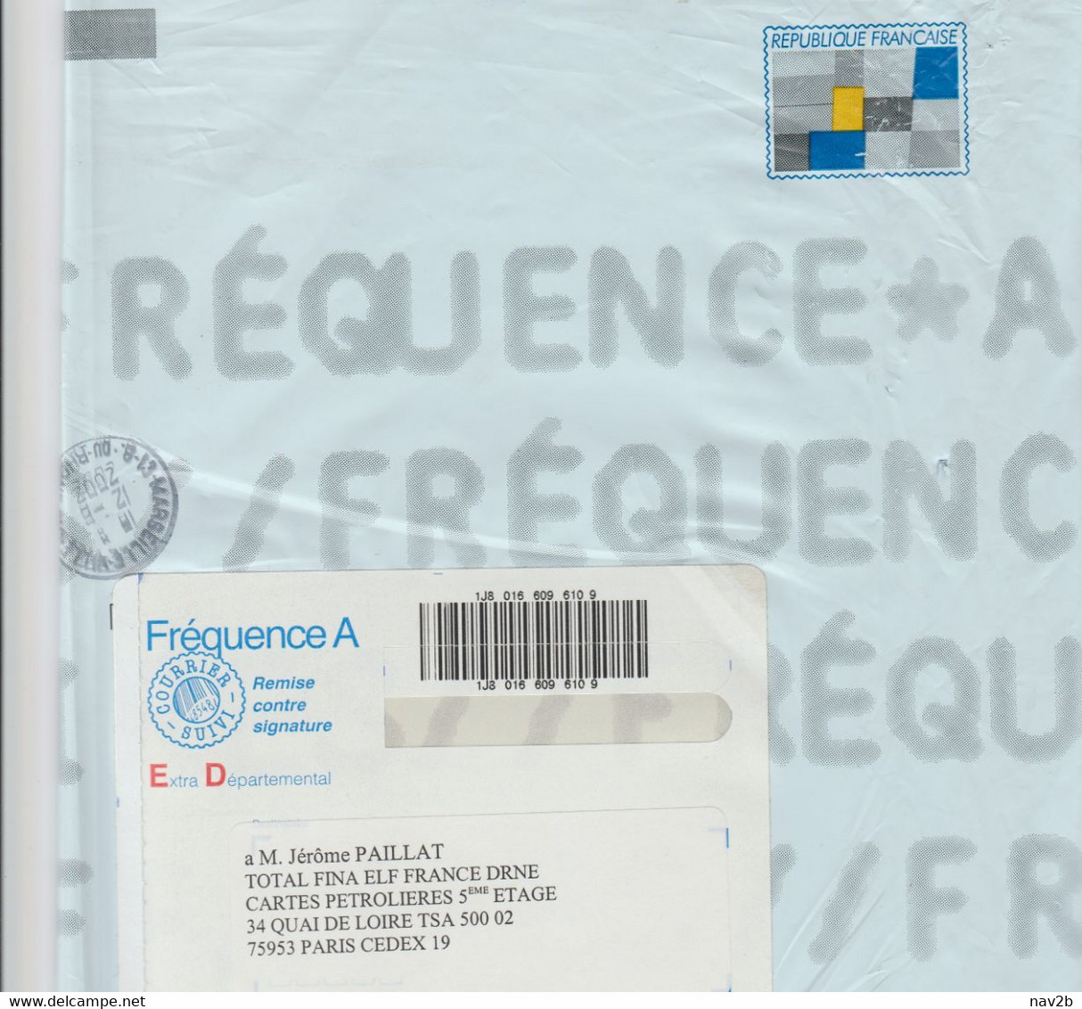 PAP Distingo Entreprise . Enveloppe Polyéthylène Grise Bleue Pour 1 Kilo. Oblitérée 2002. - Prêts-à-poster:  Autres (1995-...)