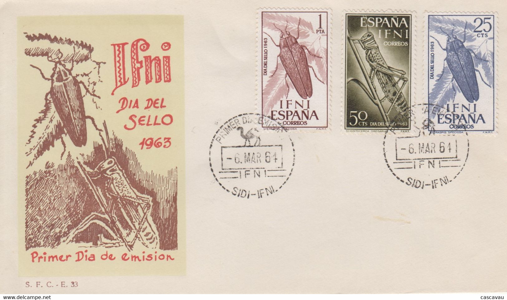 Enveloppe  FDC   1er  Jour  IFNI   Journée  Du  Timbre   Insectes  1964 - Ifni