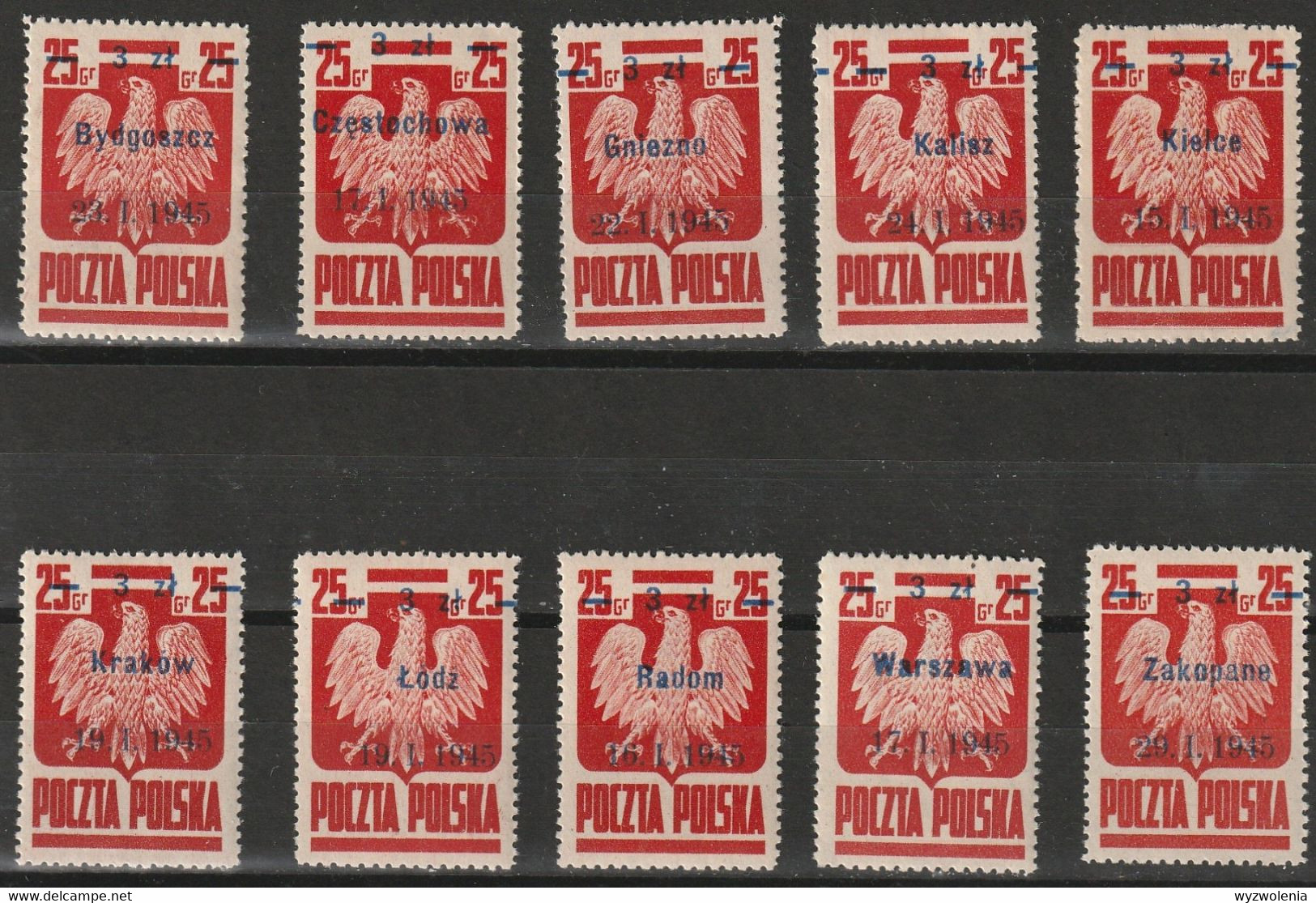 H 305) Polen 1945 Mi 390 I-X **: Befreiung Polnischer Städte, Name Und Befreiungsdatum - Unused Stamps