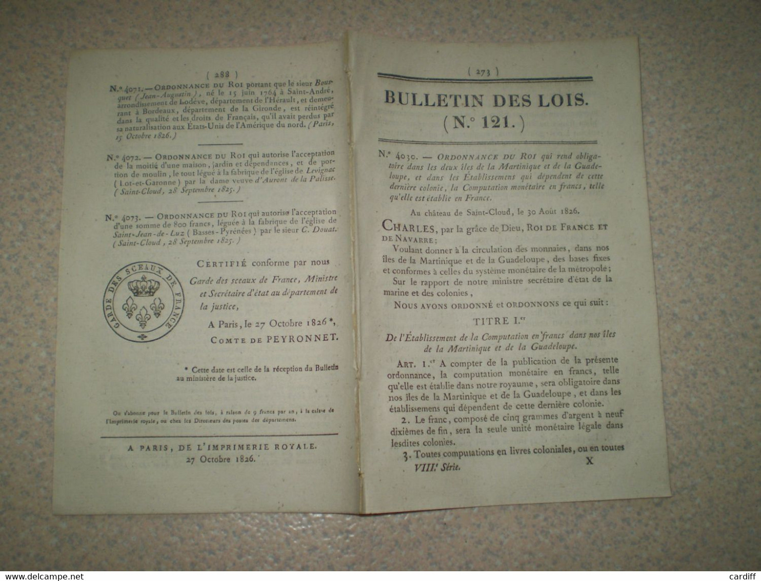 Lois Adoption Du Franc; Monnaie Or & Argent En Martinique & Guadeloupe.Ursulines St Symphorien D'Ozon. Nle Pièce De 5 F. - Décrets & Lois