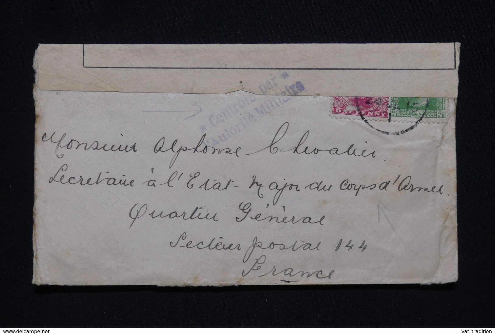 NOUVELLE ZÉLANDE - Enveloppe Pour Un Soldat En France En 1915 Avec Contrôle Postal - L 96819 - Briefe U. Dokumente