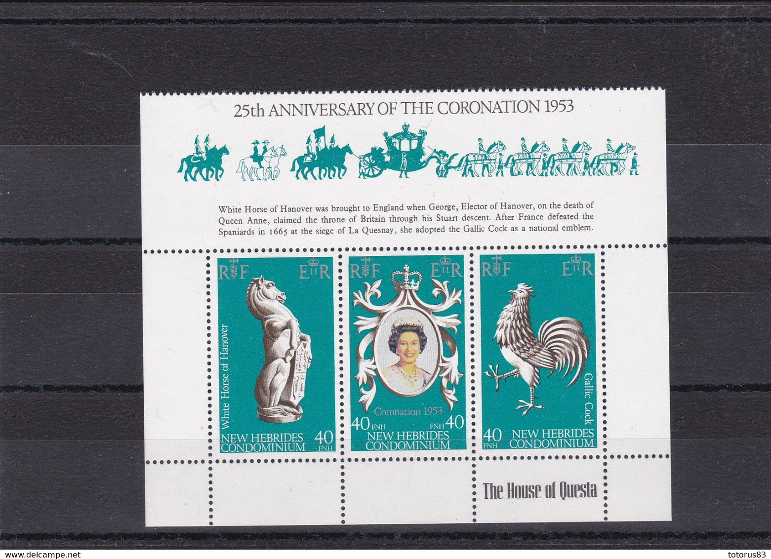 Nouvelles-Hébrides Légende Anglaise 1978 25ème Anniversaire Couronnement Elisabeth II ** - Blocks & Sheetlets
