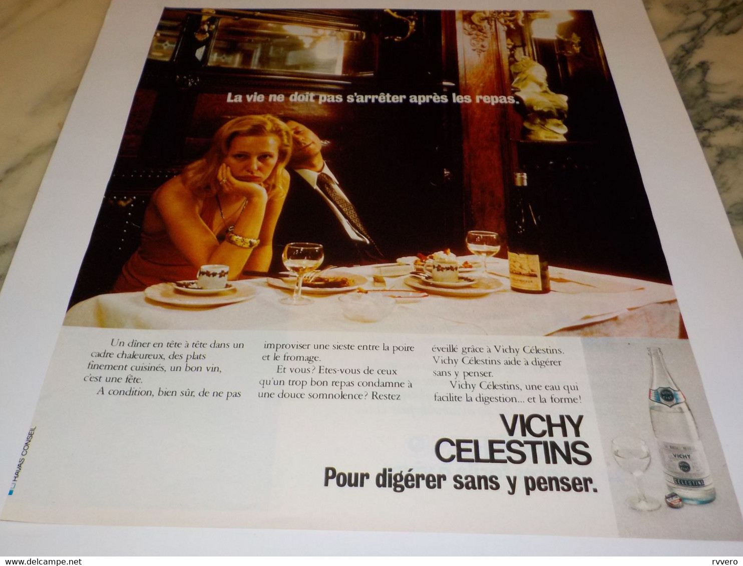 ANCIENNE PUBLICITE  AU RESTAURANT VICHY CELESTINS 1974 - Afiches