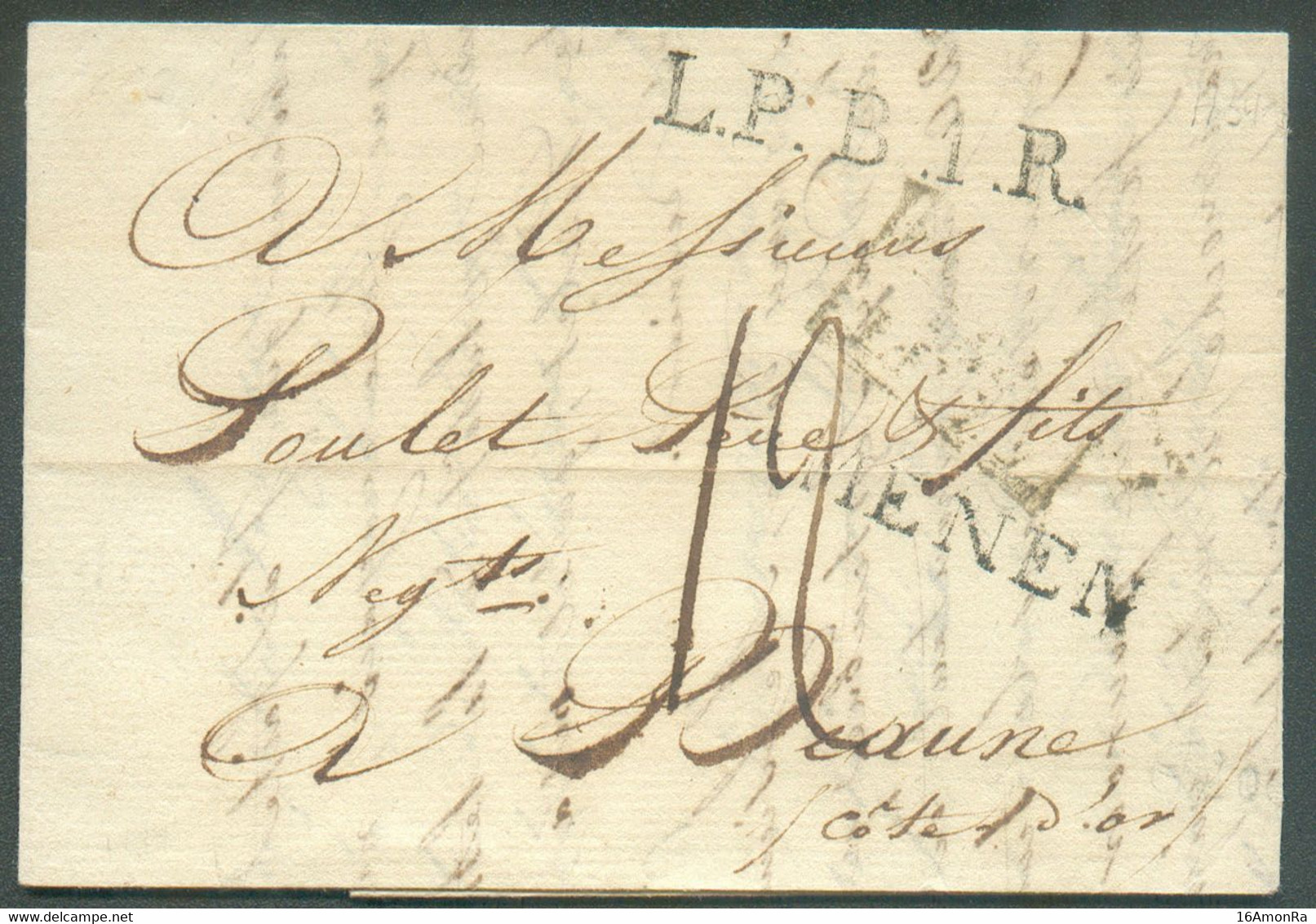 LAC De MEENEN le 10 Mars 1819 + L.P.B.1.R. et Griffe (faible) PAYS-BAS/PAR/LILLE vers Beaune; Port De '12' Décimes. - TB - 1815-1830 (Holländische Periode)