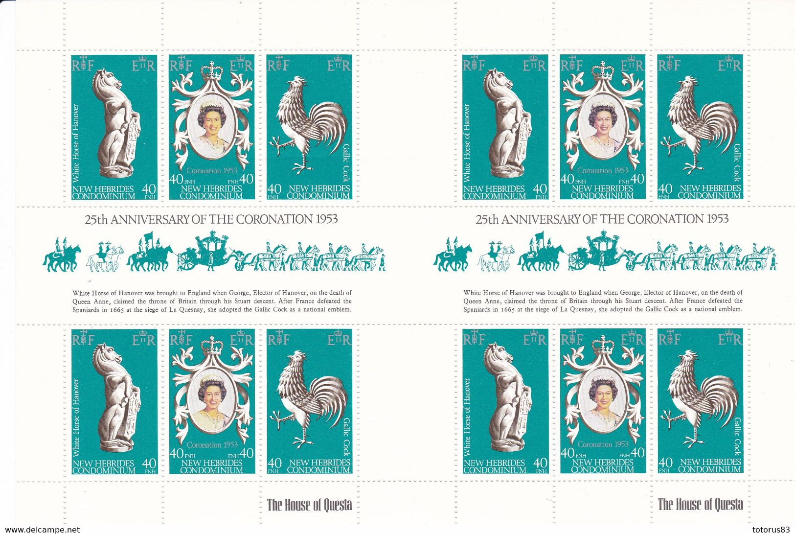 Nouvelles-Hébrides Légende Anglaise 1978 25ème Anniversaire Couronnement Elisabeth II Feuillet 540Ax2 ** - Blocks & Sheetlets