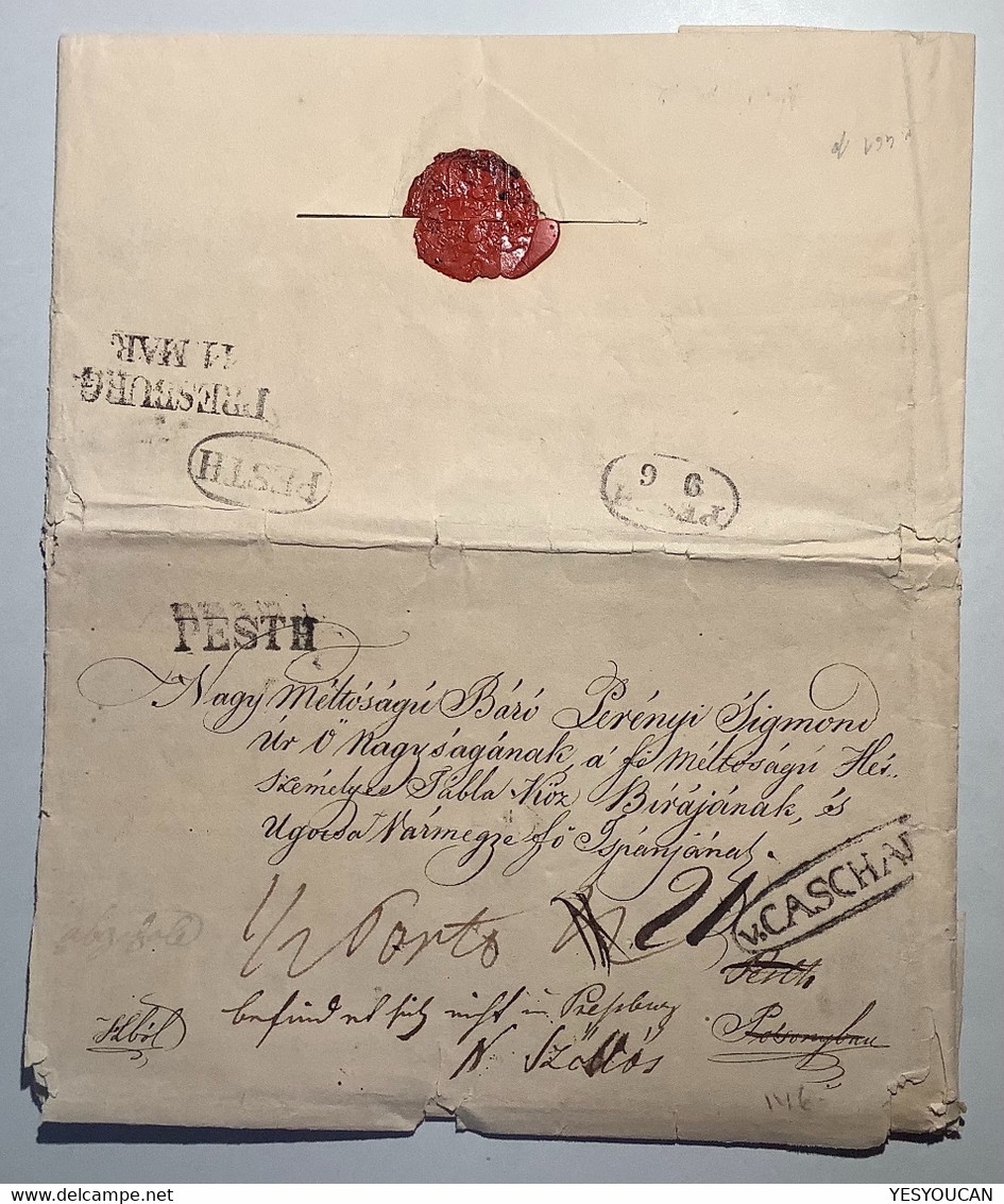 V.CASCHAU 1840 ! RETOUR Pre-Stamp Cover >Pressburg Etc (Slovakia Österreich Ungarn Vorphilatelie Brief Hungary Kassa - ...-1867 Prephilately