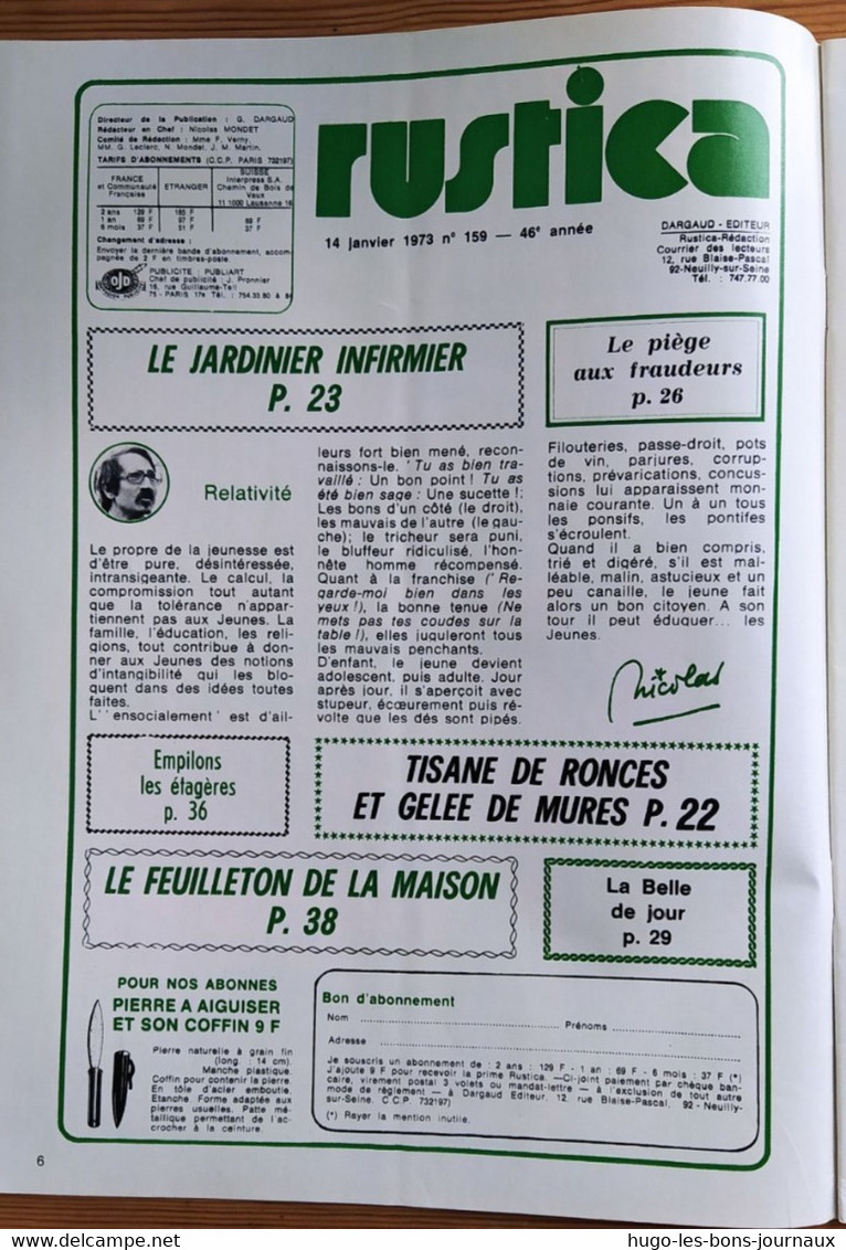 Rustica_N°159_14 Janvier 1973_une Cheminée à La Campagne_un Jardin Tout En Lis - Jardinería