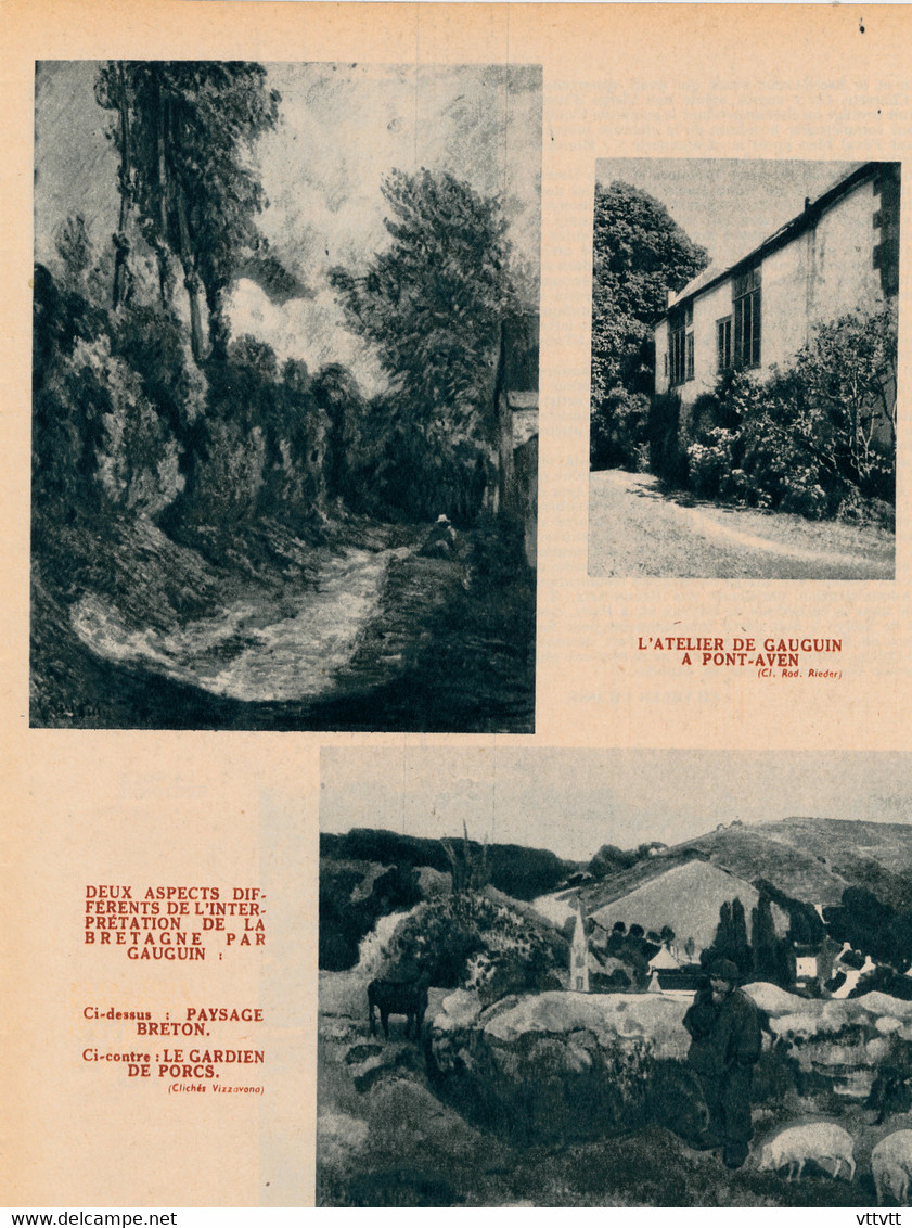 1954 : Document, PONT-AVEN, Le Port, Moulins, Atelier De Gauguin, Noce Et Danse Bretonne, Kerdruc, Gardien De Porcs - Sin Clasificación