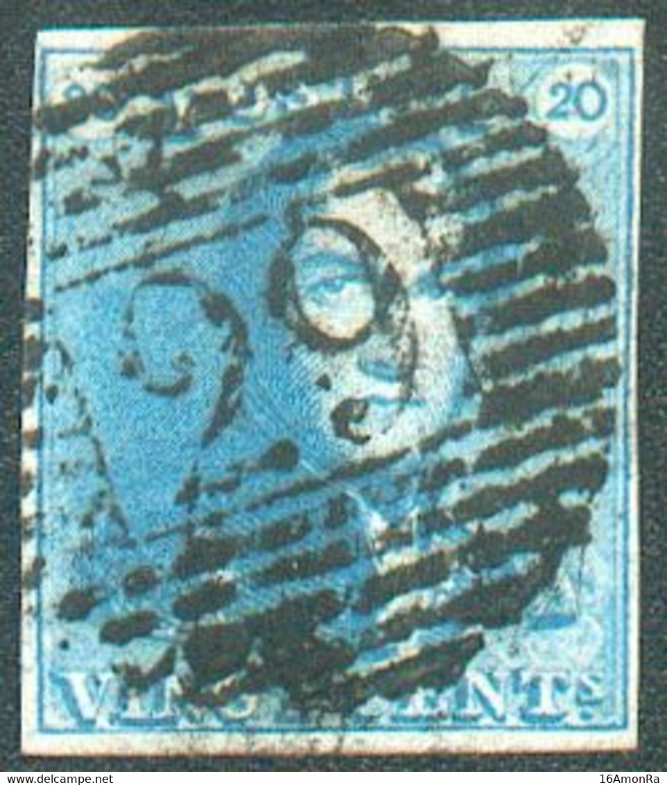 N°2 - Epaulette 20 Centimes Bleue, TB Margée, Obl. P.29 COURTRAY centrale Et Nette. - TB - 17914 - 1849 Mostrine