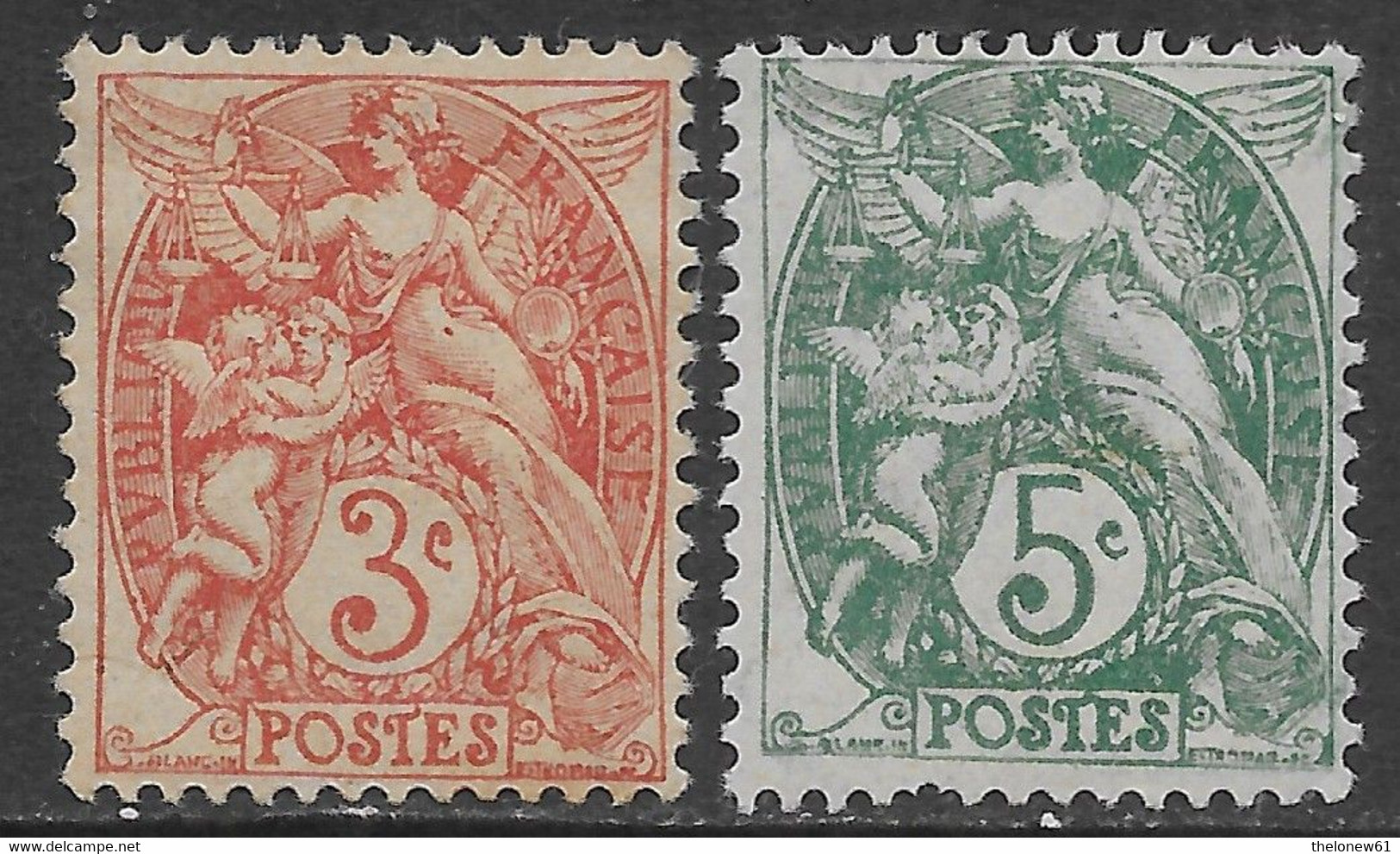 Francia France 1900-1924 Blanc 2val YT N.109,111 MH * - 1900-29 Blanc